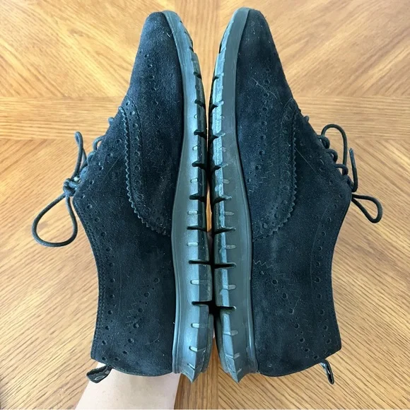 Cole Haan | Zerogrand Black Suede Wingtip Oxford Sneaker Women’s 10 - Picture 5 of 10